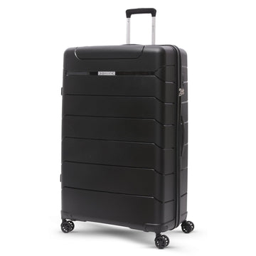 Aerolite 32” XL 144L Polypropylene (PP) Checked Luggage – Lightweight Extra Large Hard Shell Suitcase with 4 dual Spinner Wheels, TSA Lock & Waterproof Pocket – Black